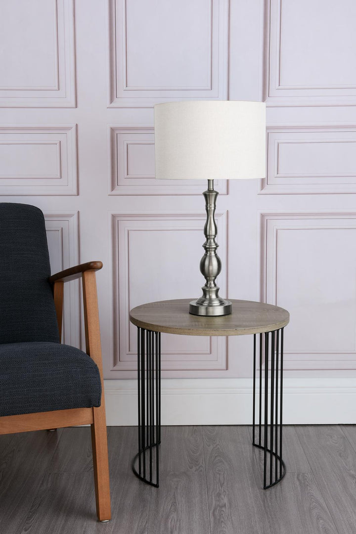 Dar MAD4246 Madrid Table Lamp Satin Chrome With Shade