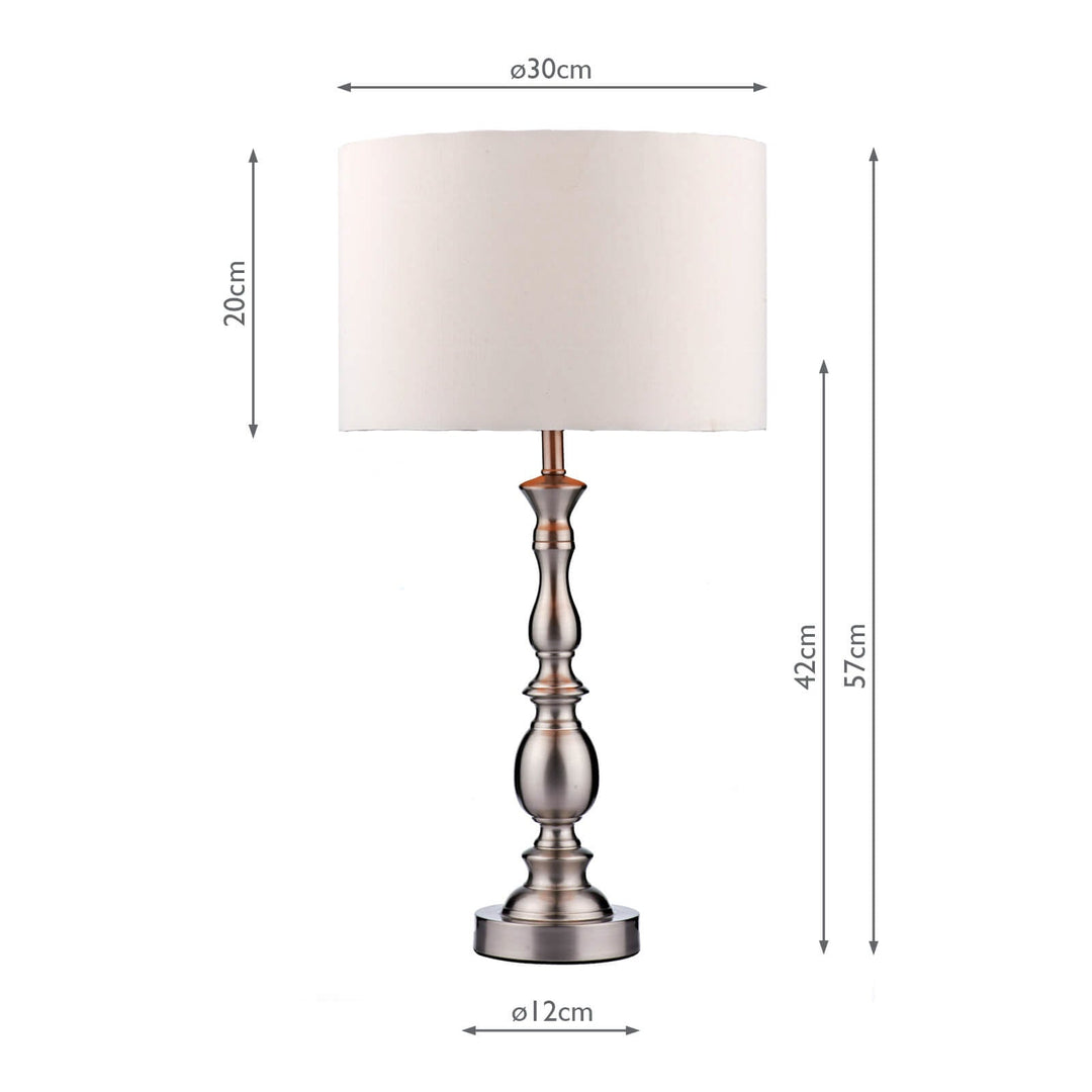 Dar MAD4246 Madrid Table Lamp Satin Chrome With Shade
