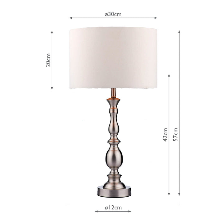Dar MAD4246 Madrid Table Lamp Satin Chrome With Shade