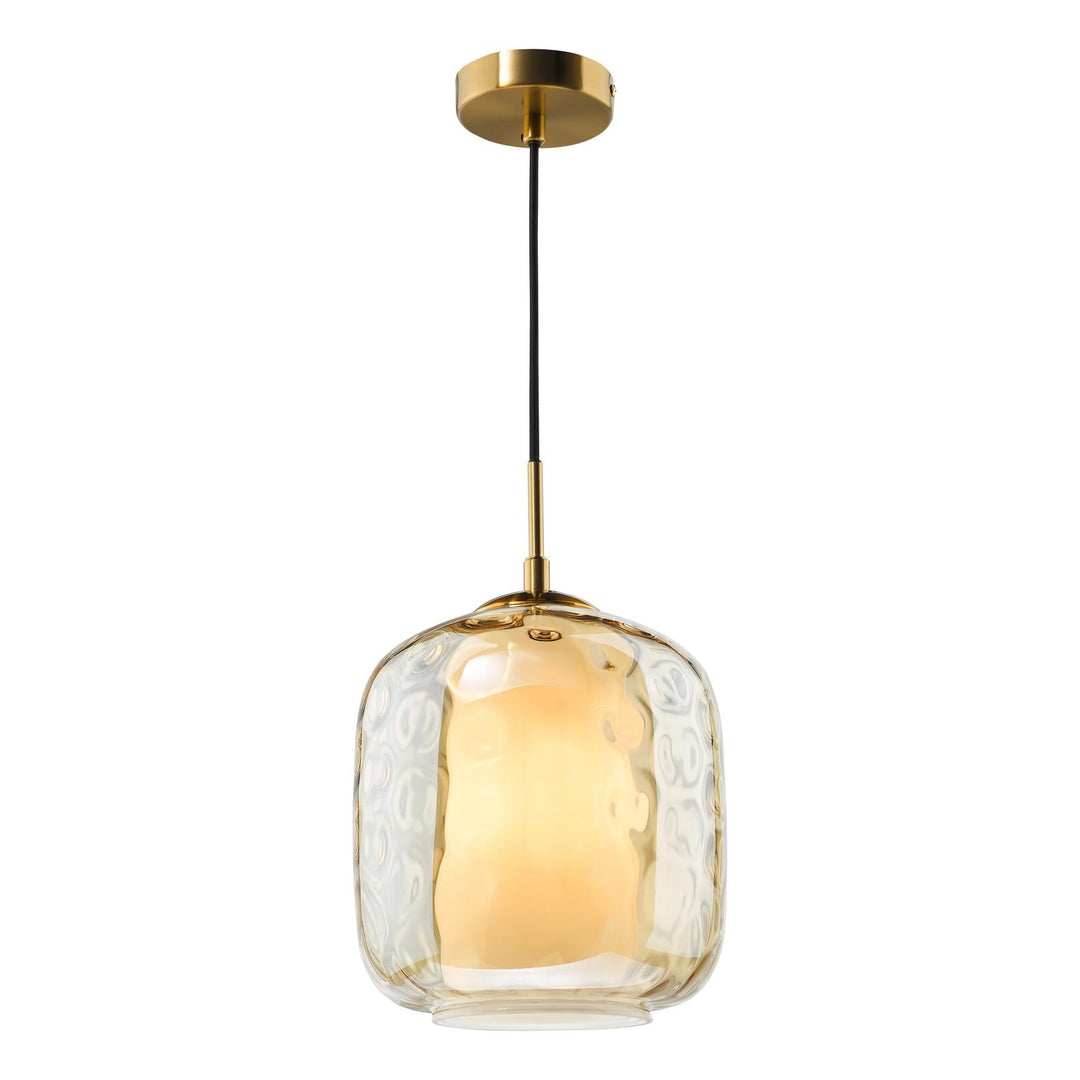 Dar MAJ0145 Majella Pendant Aged Brass and Champagne Glass