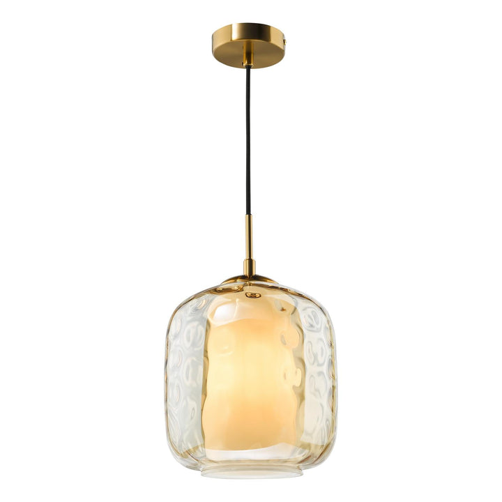 Dar MAJ0145 Majella Pendant Aged Brass and Champagne Glass