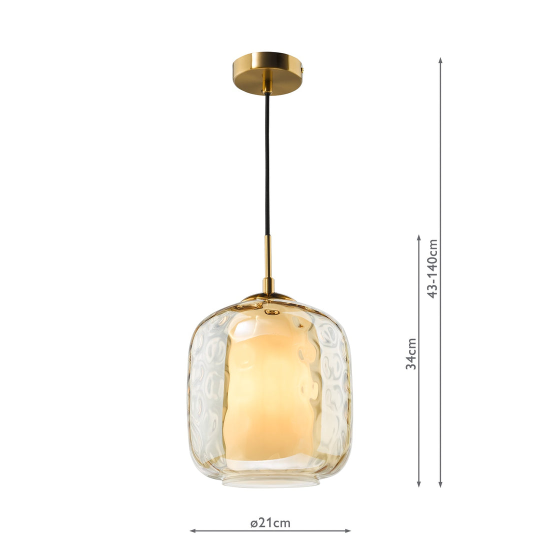 Dar MAJ0145 Majella Pendant Aged Brass and Champagne Glass