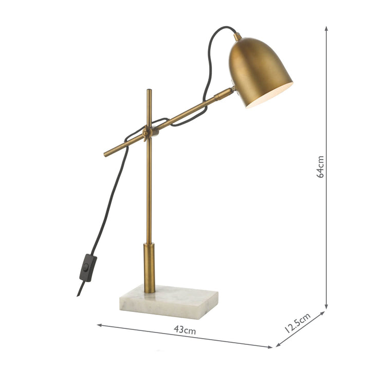 Dar MEN4263 Mendal Desk Lamp Antique Bronze and Marble
