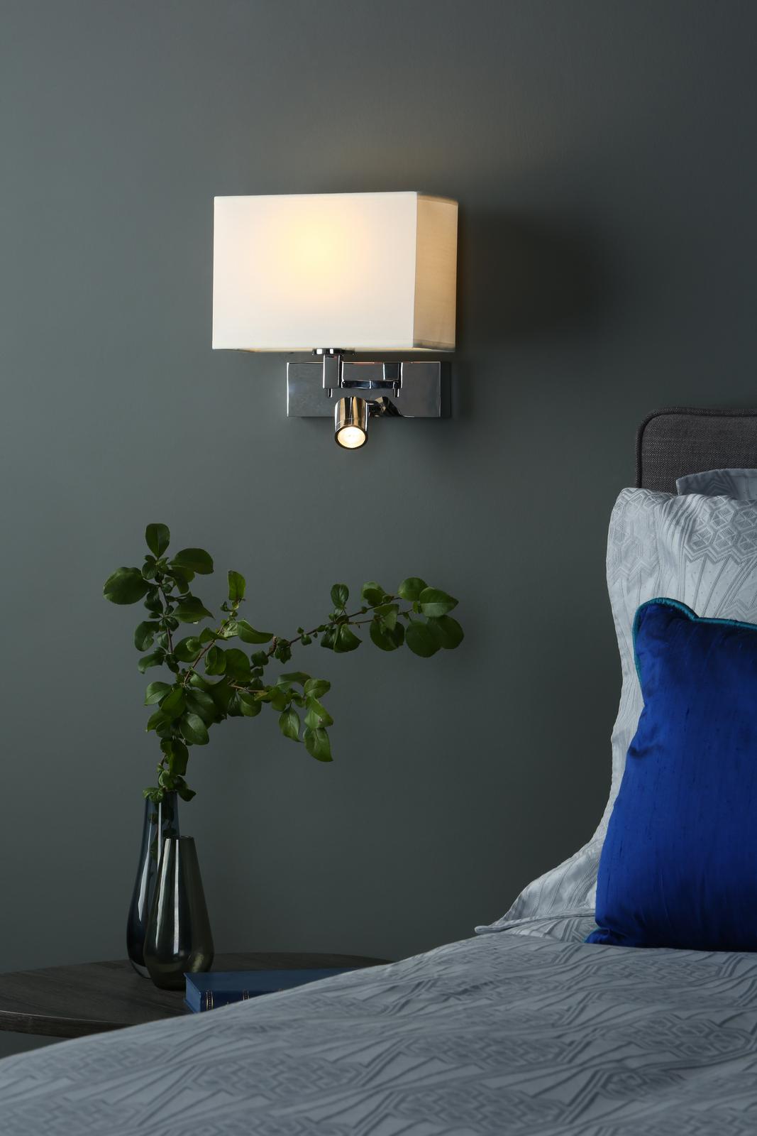 Dar MOD7163L-S1123 Modena Wall Light Brushed Bronze With Shade LED