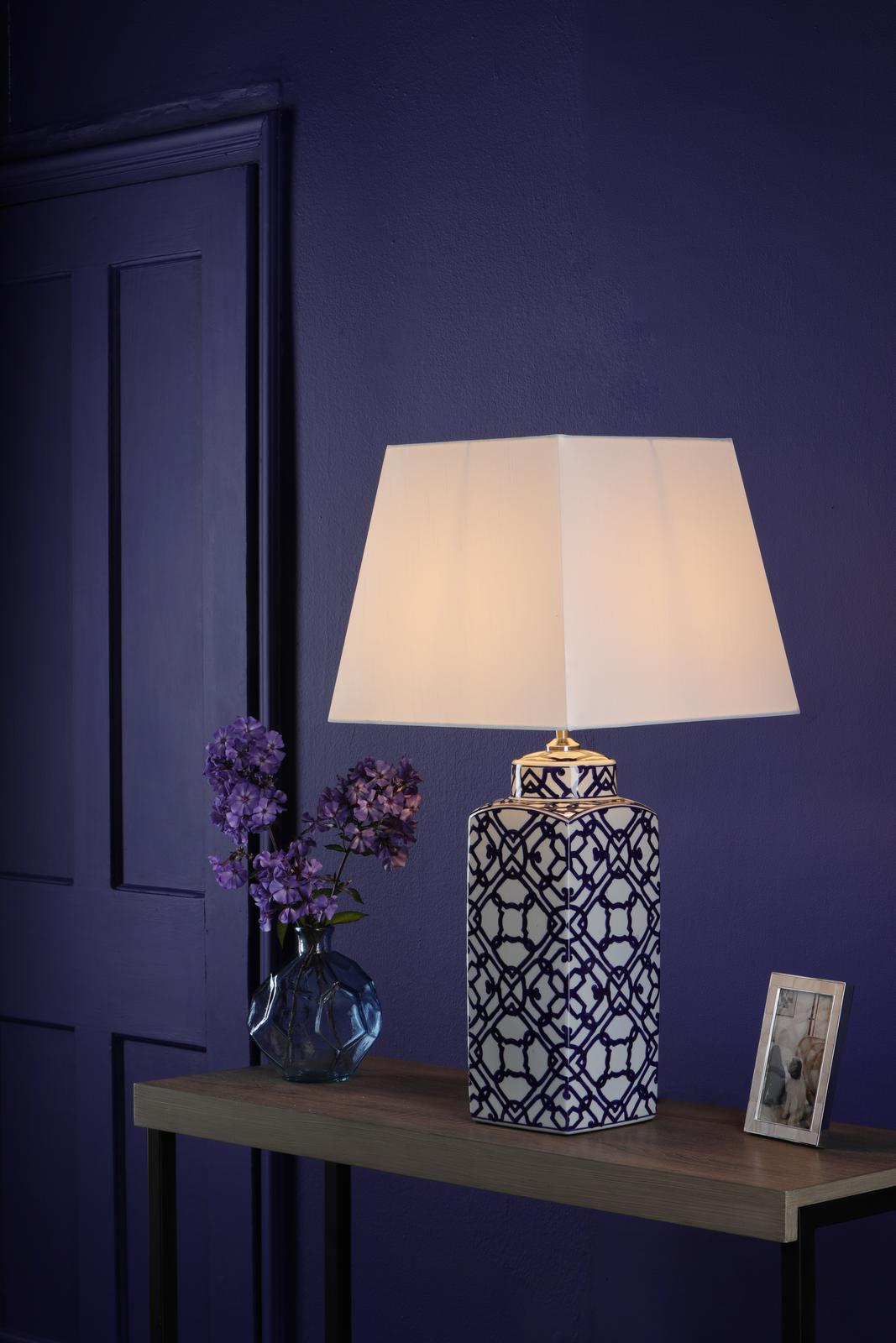 Dar MYS4223-S1101 Mystic Table Lamp Blue Ceramic With Shade