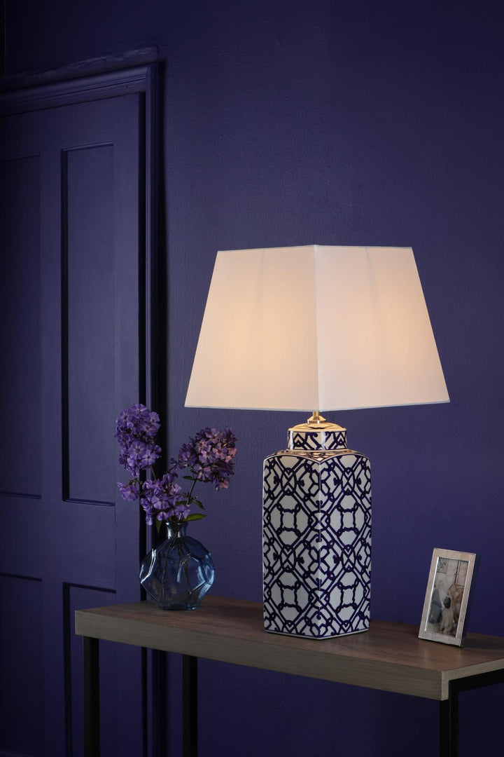 Dar MYS4223-S1101 Mystic Table Lamp Blue Ceramic With Shade