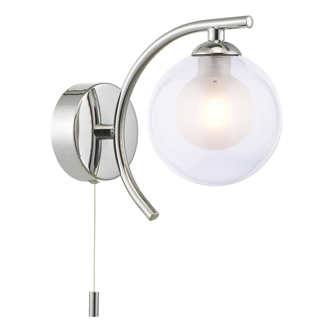 Dar NAK0750-04 Nakita Wall Light Polished Chrome With Clear/Opal Glass