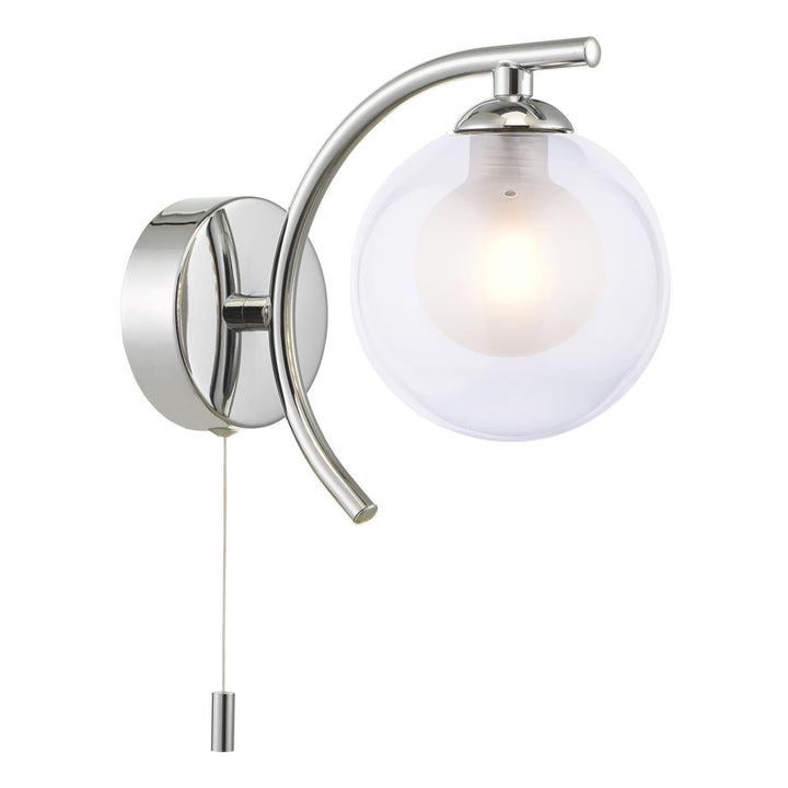 Dar NAK0750-04 Nakita Wall Light Polished Chrome With Clear/Opal Glass