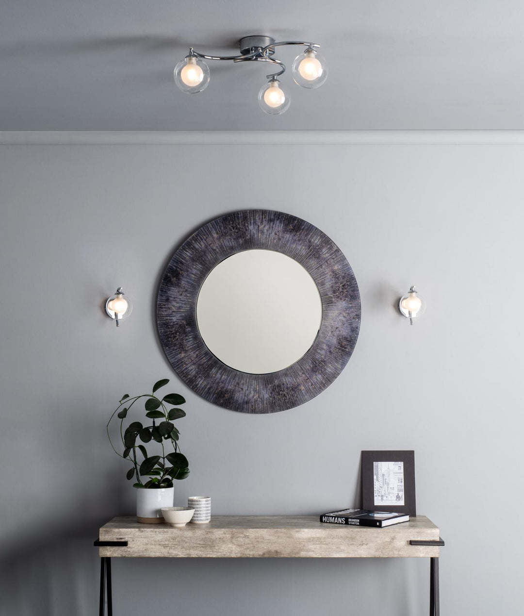 Dar NAK0750-04 Nakita Wall Light Polished Chrome With Clear/Opal Glass