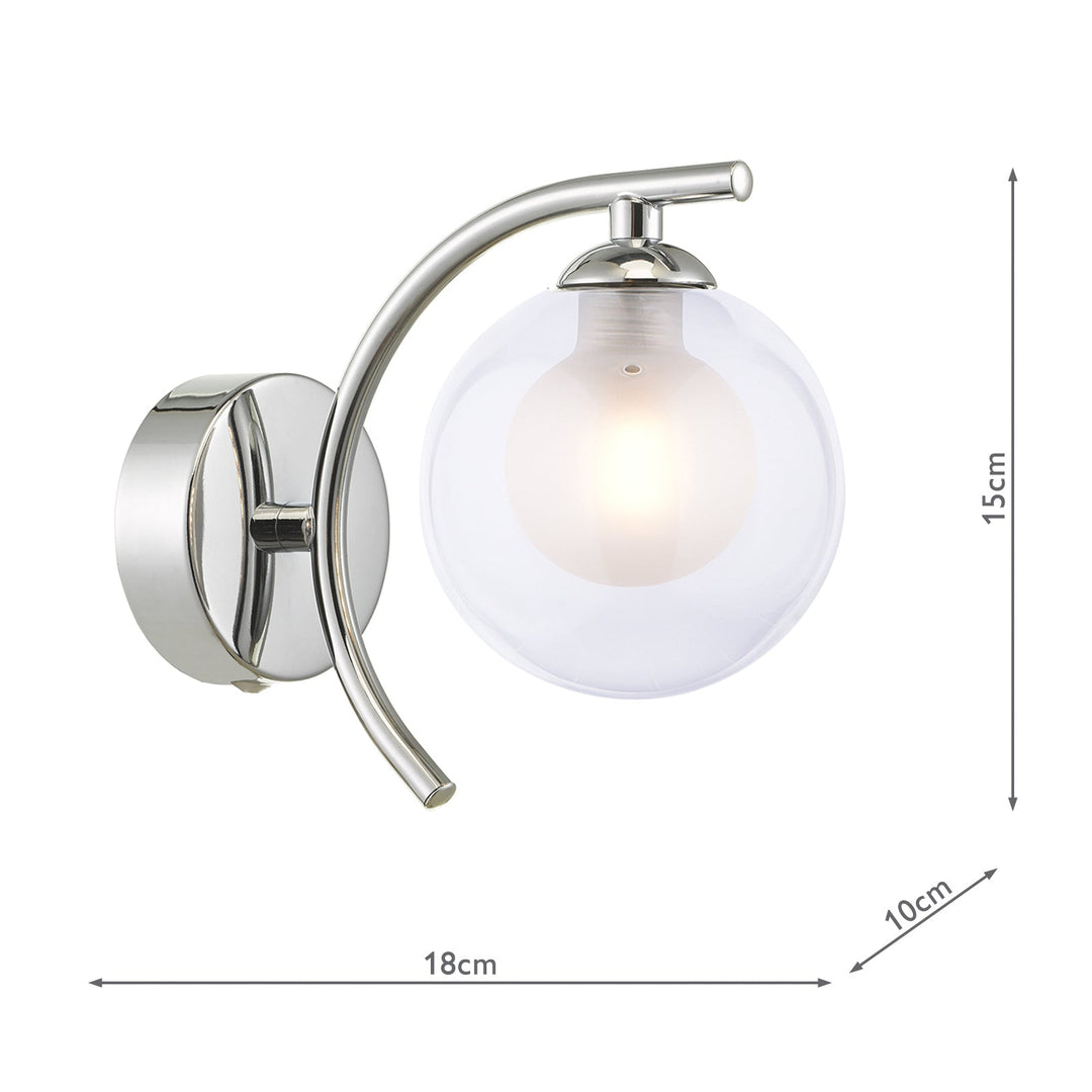 Dar NAK0750-04 Nakita Wall Light Polished Chrome With Clear/Opal Glass