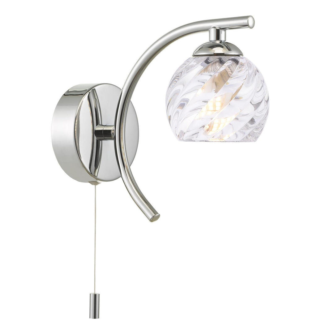 Dar NAK0750-05 Nakita Wall Light Polished Chrome With Twisted Open Glass