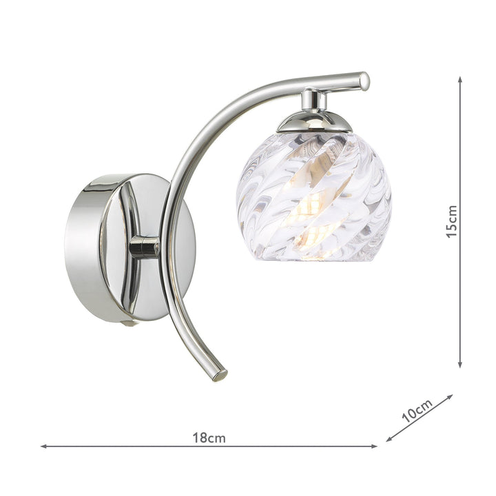 Dar NAK0750-05 Nakita Wall Light Polished Chrome With Twisted Open Glass