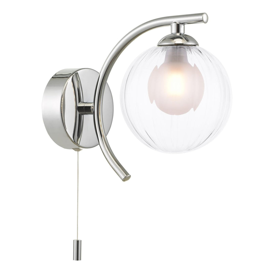 Dar NAK0750-20 Nakita Wall Light Polished Chrome With Clear/Opal Glass