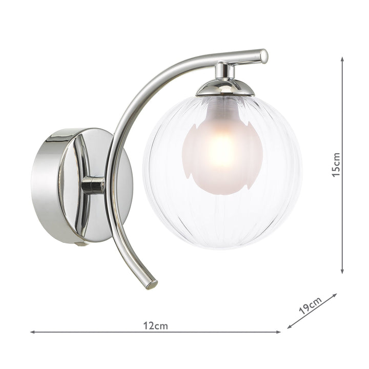 Dar NAK0750-20 Nakita Wall Light Polished Chrome With Clear/Opal Glass