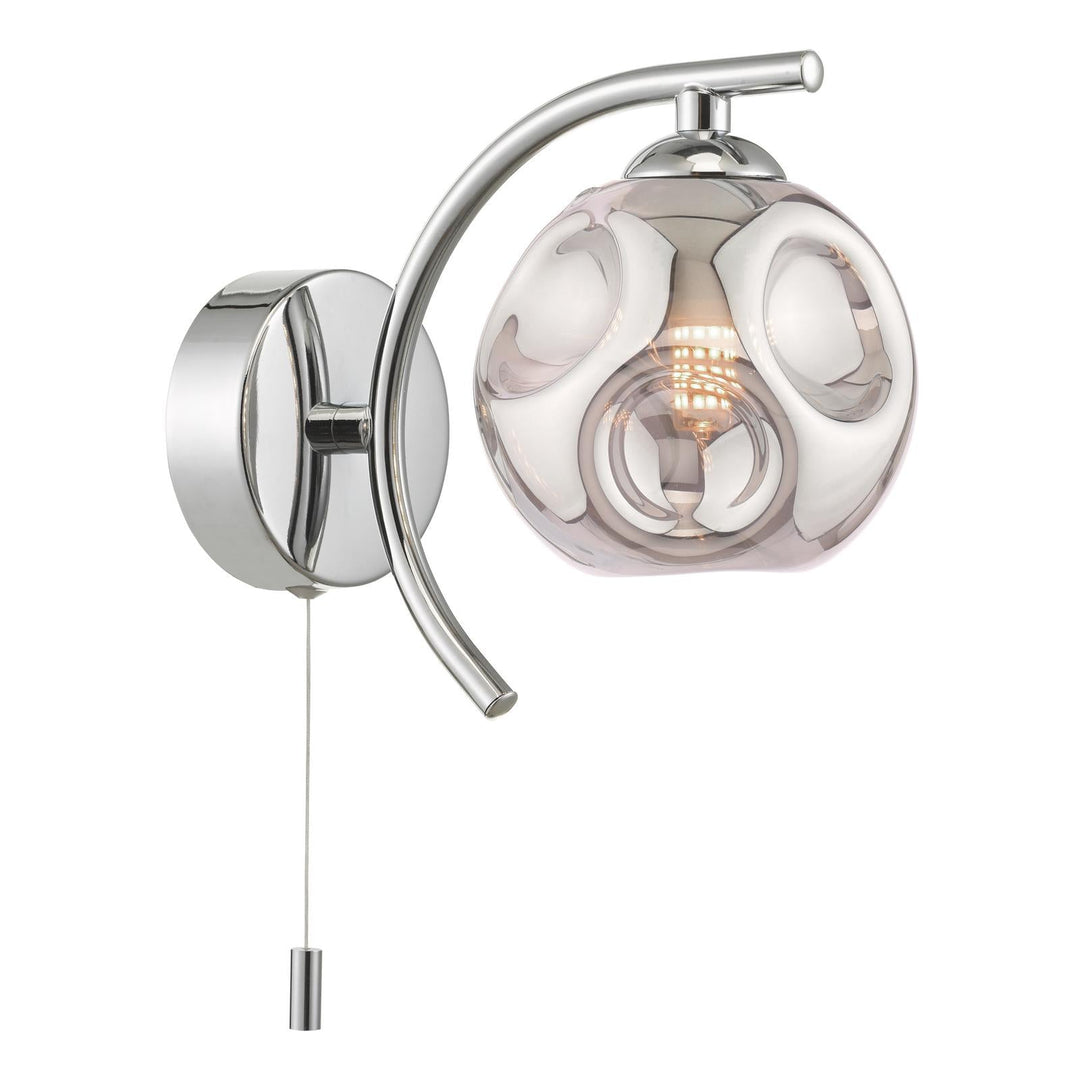 Dar NAK0750-28 Nakita Wall Light Polished Chrome With Closed Organic Smoked Glass