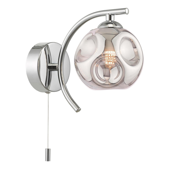 Dar NAK0750-28 Nakita Wall Light Polished Chrome With Closed Organic Smoked Glass