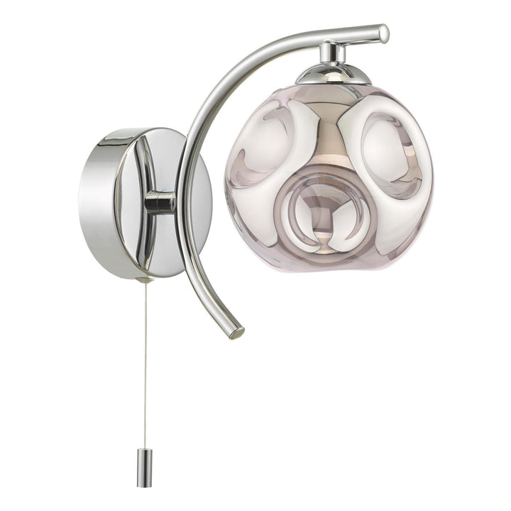 Dar NAK0750-28 Nakita Wall Light Polished Chrome With Closed Organic Smoked Glass