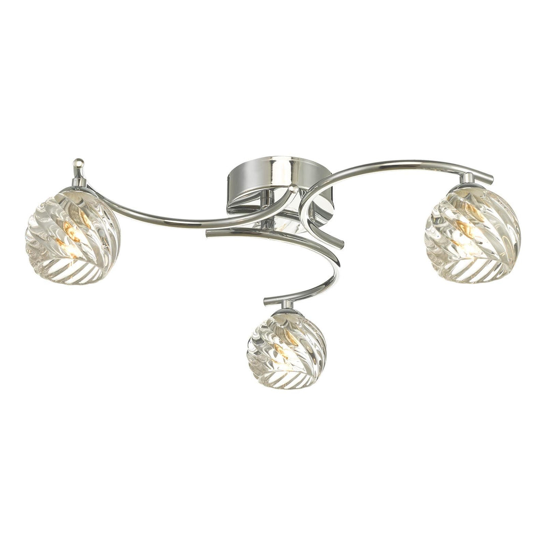 Dar NAK5350-05 Nakita 3 Light Semi Flush Polished Chrome With Twisted Open Glass