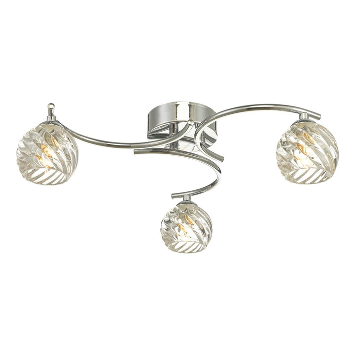 Dar NAK5350-05 Nakita 3 Light Semi Flush Polished Chrome With Twisted Open Glass