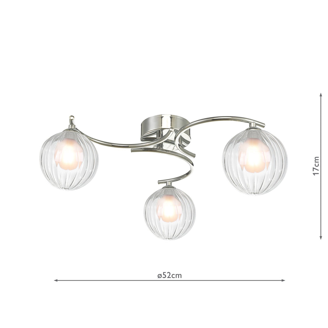 Dar NAK5350-20 Nakita 3 Light Semi Flush Polished Chrome With Clear/Opal Glass