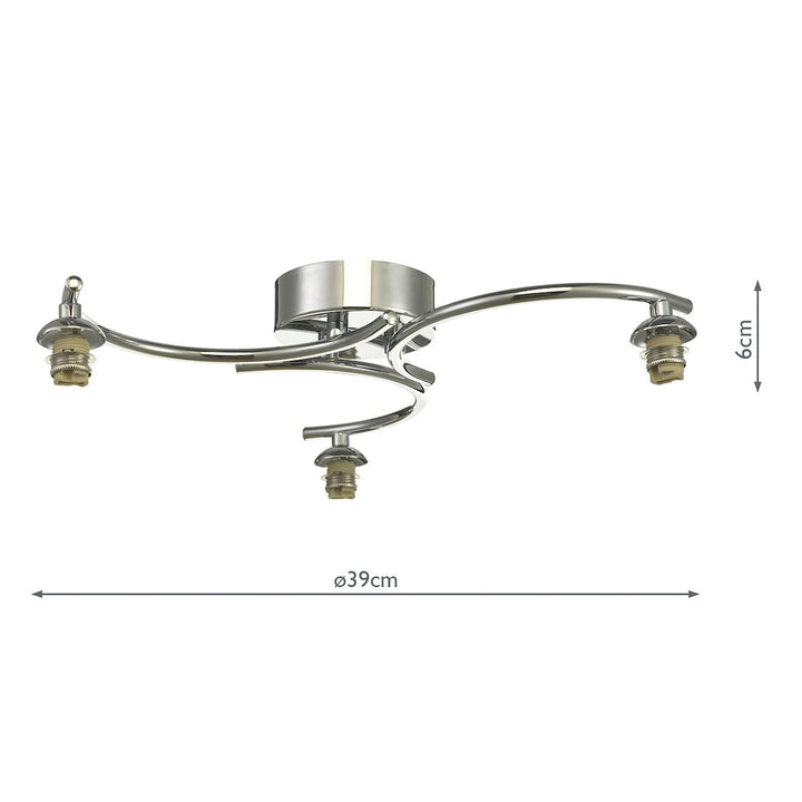 Dar NAK5350-F Nakita 3 Light Semi-Flush Chrome Fitting Only (S)