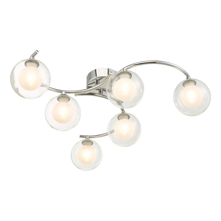 Dar NAK6450-04 Nakita 6 Light Semi Flush Polished Chrome With Clear/Opal Glass