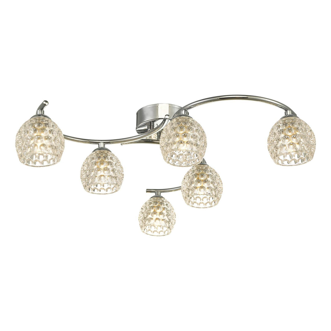Dar NAK6450-06 Nakita 6 Light Semi Flush Polished Chrome With Dimpled Open Glass