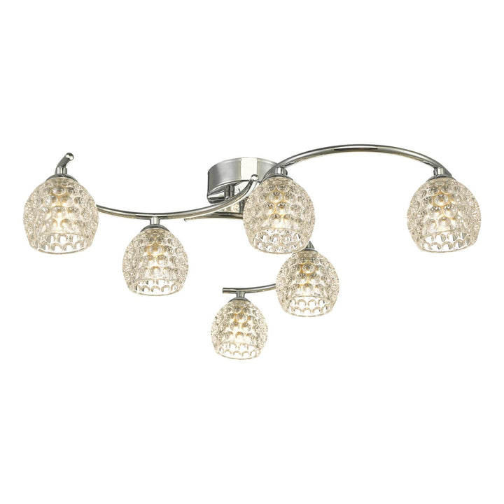 Dar NAK6450-06 Nakita 6 Light Semi Flush Polished Chrome With Dimpled Open Glass