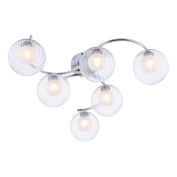 Dar NAK6450-20 Nakita 6 Light Semi Flush Polished Chrome With Clear/Opal Glass