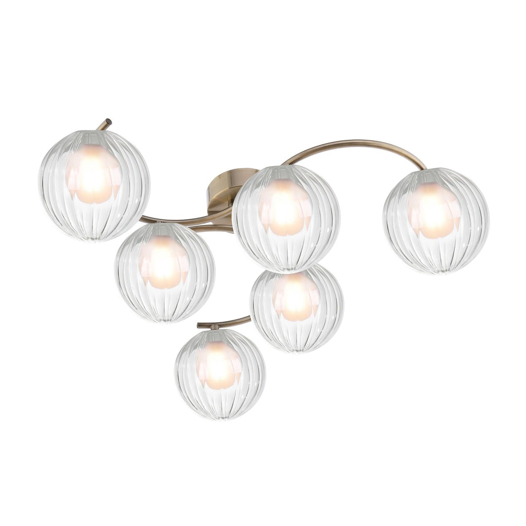 Dar NAK6475-20 Nakita 6 Light Semi Flush Antique Brass With Clear/Opal Glass