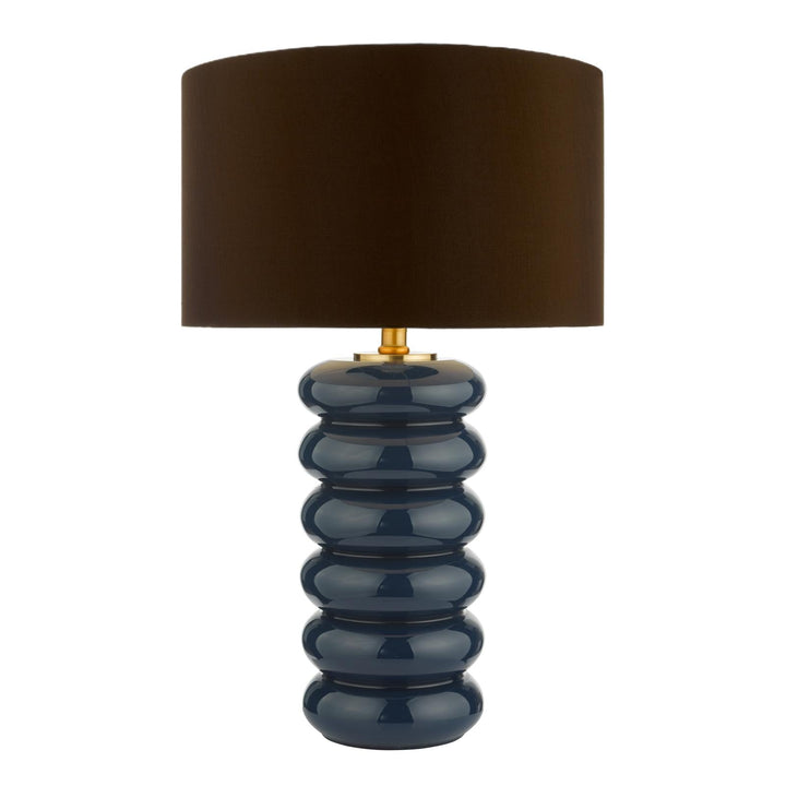Dar NIA4223-VOY1422 Niamh Table Lamp Blue Glass and Aged Bronze With Shade