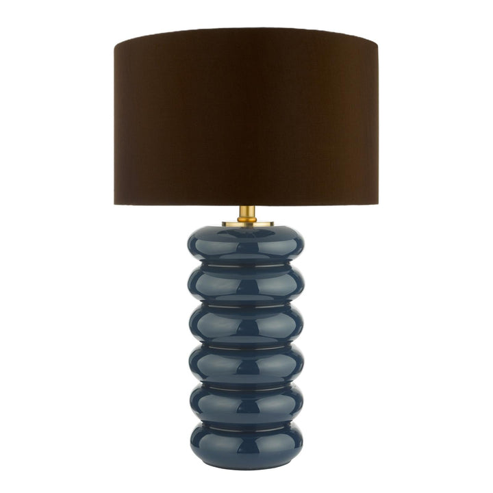 Dar NIA4223-VOY1422 Niamh Table Lamp Blue Glass and Aged Bronze With Shade