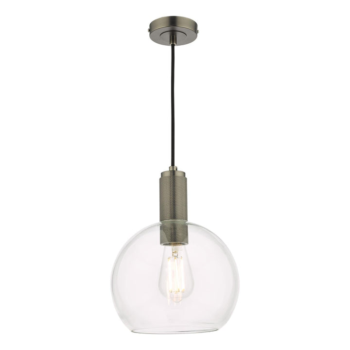 Dar NIK0167-E03 Nikolas Pendant Antique Chrome and Glass