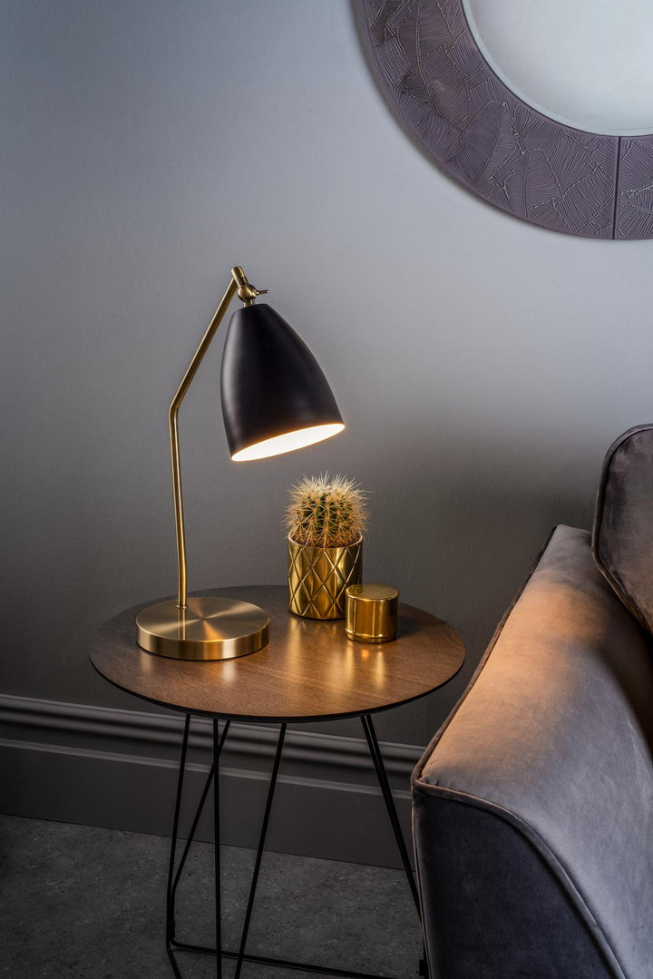 Dar OLL4154 Olly Desk Lamp Antique Brass and Matt Black