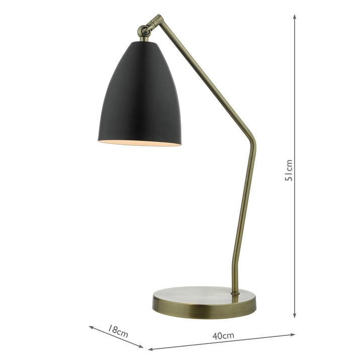Dar OLL4154 Olly Desk Lamp Antique Brass and Matt Black