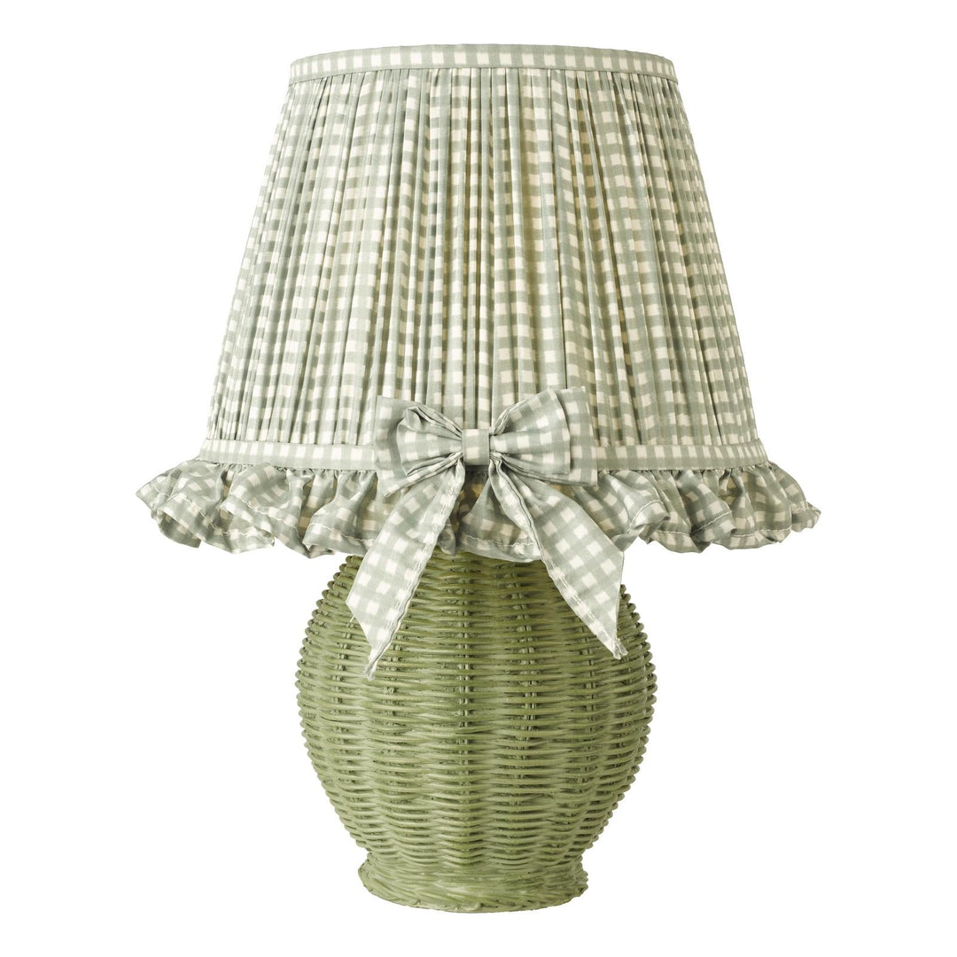 Dar OME4124 Omer Table Lamp Matt Green and Antique Brass With Shade
