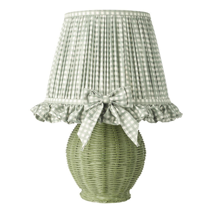 Dar OME4124 Omer Table Lamp Matt Green and Antique Brass With Shade