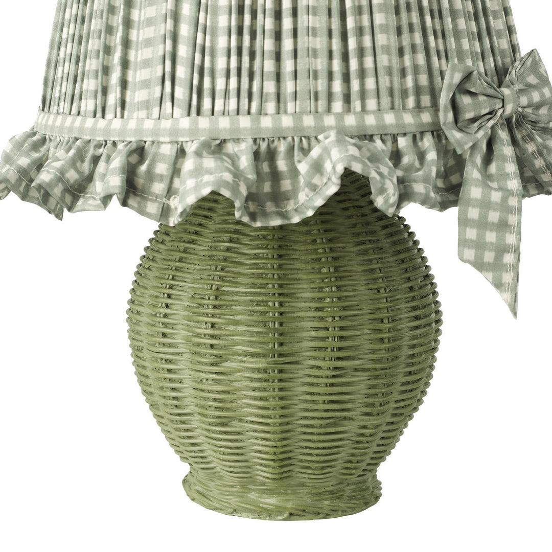 Dar OME4124 Omer Table Lamp Matt Green and Antique Brass With Shade
