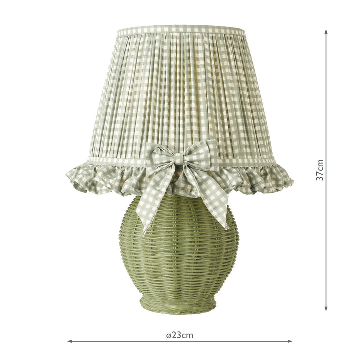 Dar OME4124 Omer Table Lamp Matt Green and Antique Brass With Shade