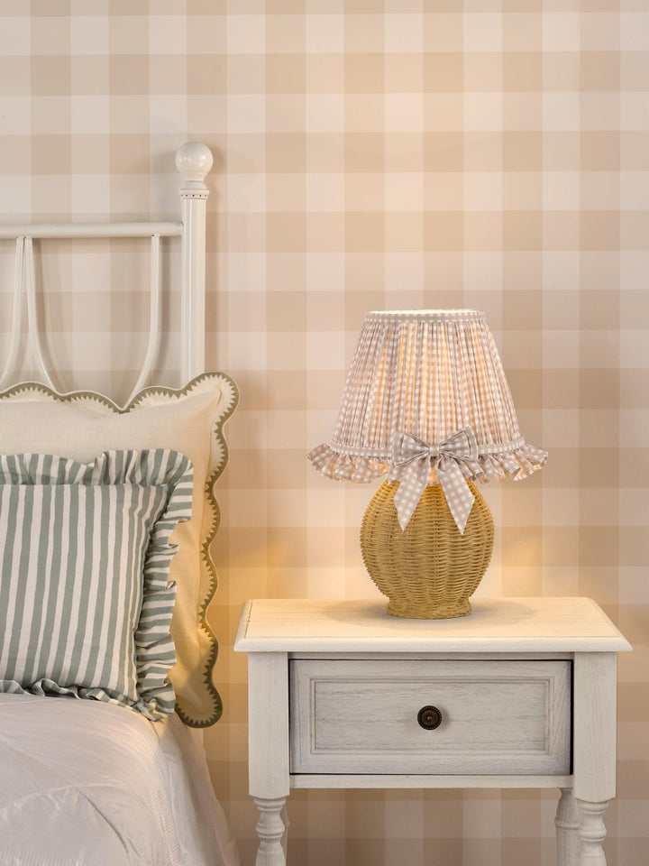 Dar OME4129 Omer Table Lamp Matt Taupe and Antique Brass With Shade