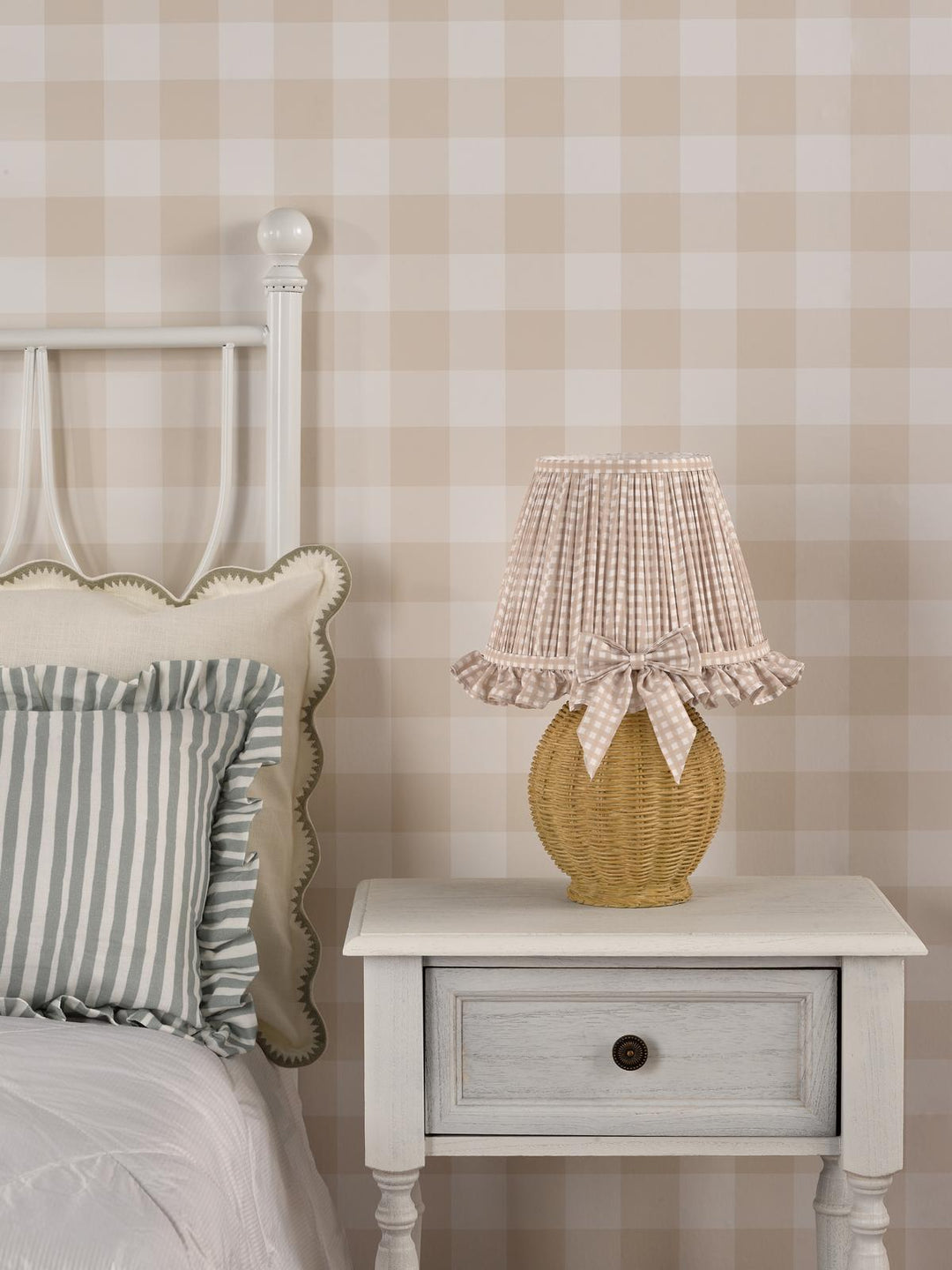 Dar OME4129 Omer Table Lamp Matt Taupe and Antique Brass With Shade