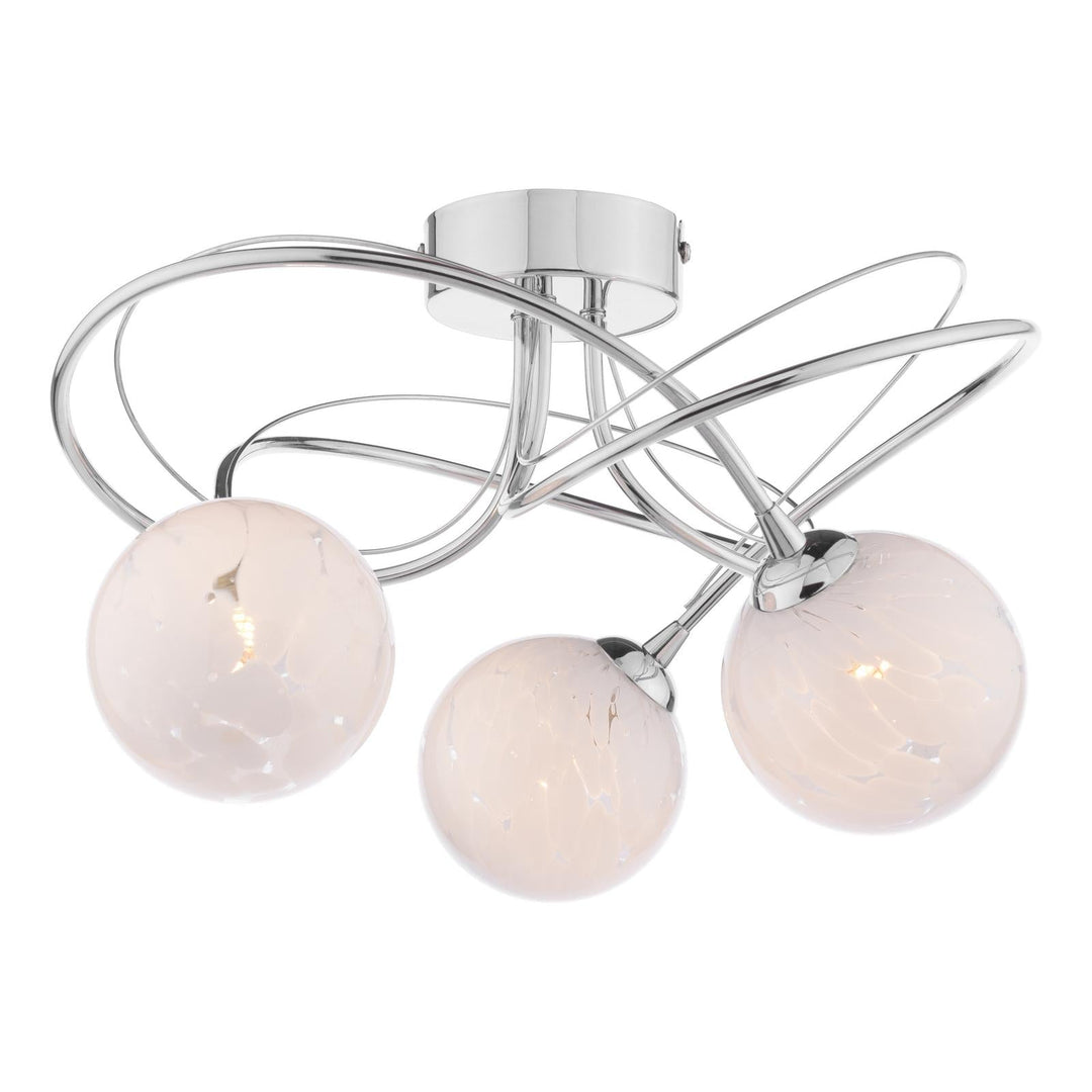 Dar ONA5350-17 Onawa 3 Light Semi Flush Polished Chrome With White Confetti Glass
