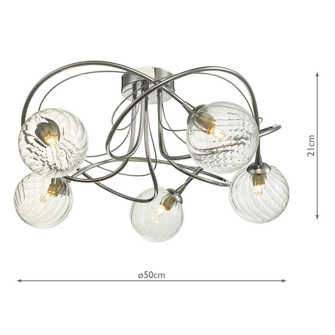 Dar ONA5450-03 Onawa 5lt Semi Flush Polished Chrome With Twisted Glass