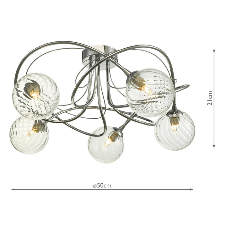 Dar ONA5450-03 Onawa 5lt Semi Flush Polished Chrome With Twisted Glass
