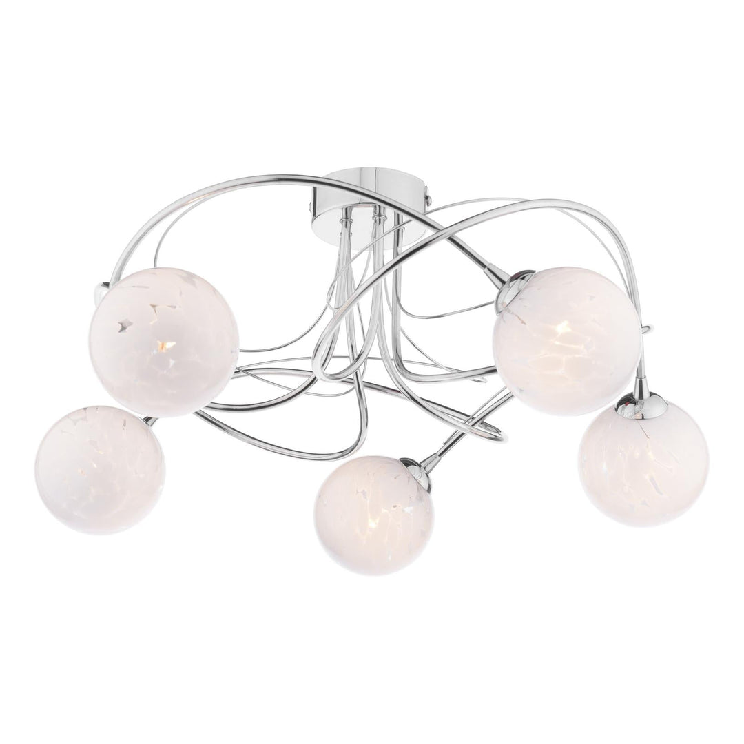 Dar ONA5450-17 Onawa 5lt Semi Flush Polished Chrome With White Confetti Glass