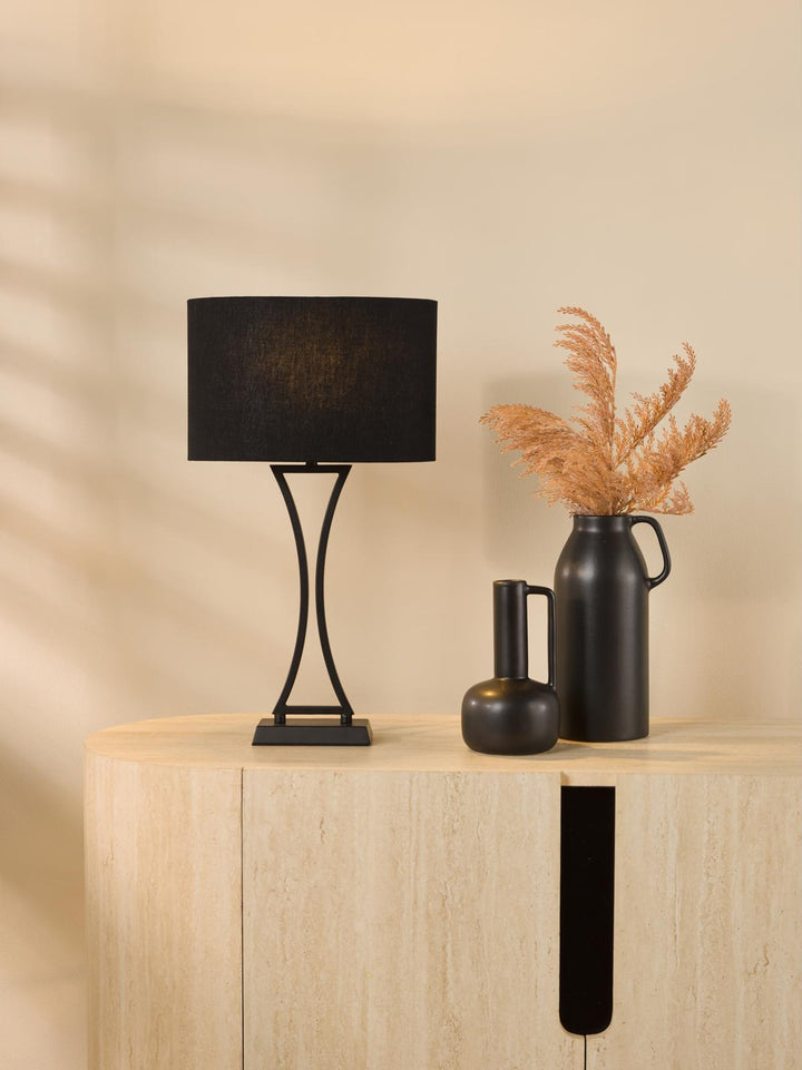 Dar OPO4122 Oporto Table Lamp Matt Black With Shade