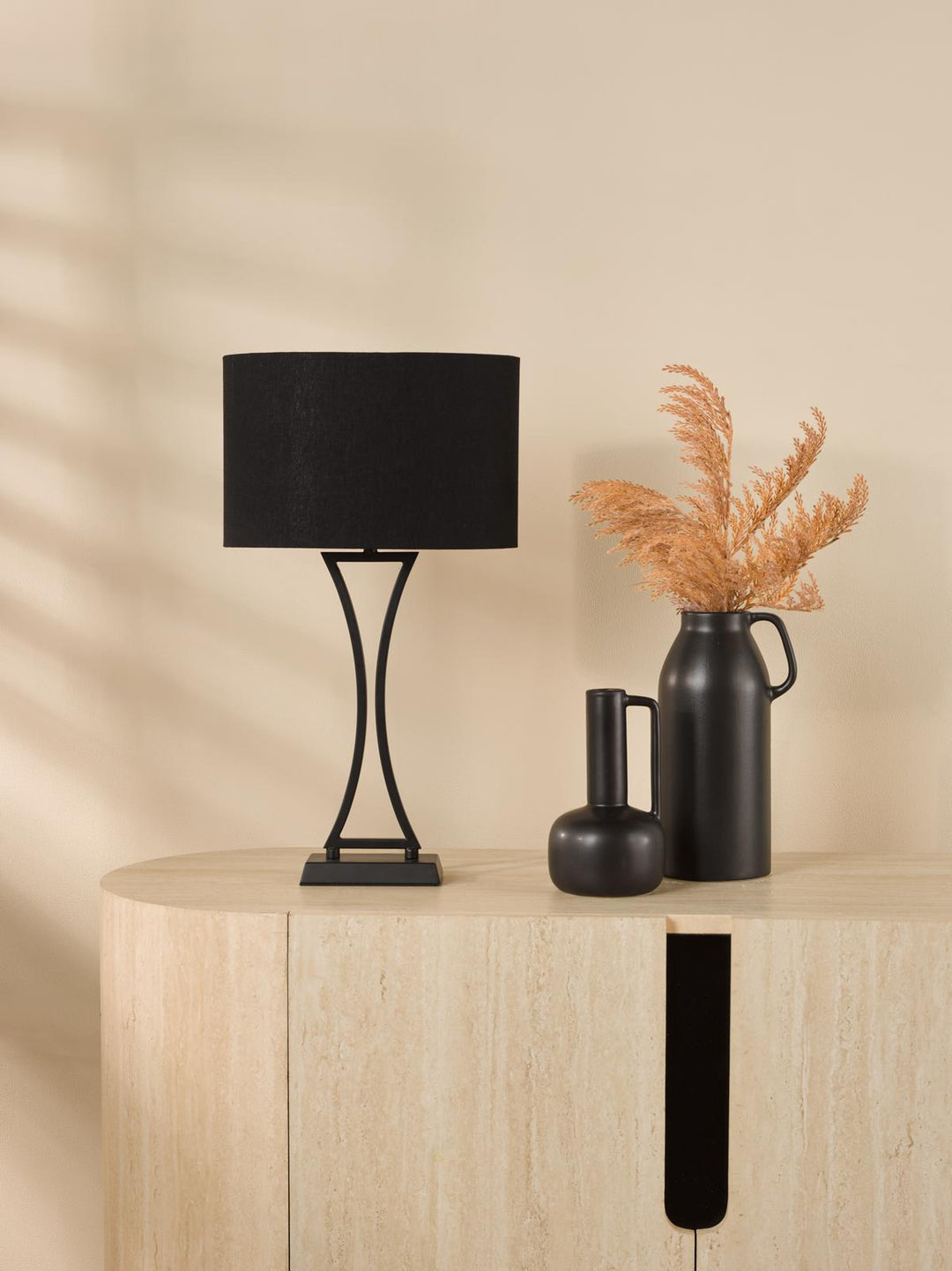 Dar OPO4122 Oporto Table Lamp Matt Black With Shade