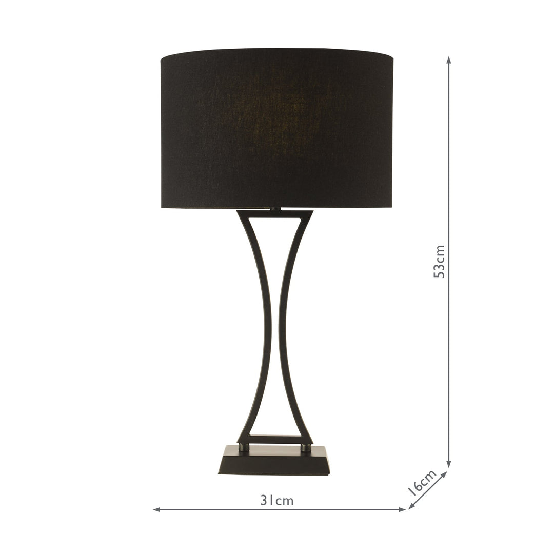 Dar OPO4122 Oporto Table Lamp Matt Black With Shade
