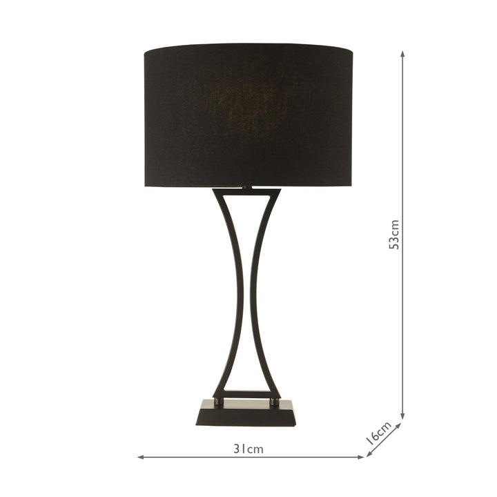 Dar OPO4122 Oporto Table Lamp Matt Black With Shade