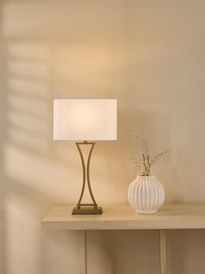 Dar OPO4142 Oporto Table Lamp Aged Brass With Shade